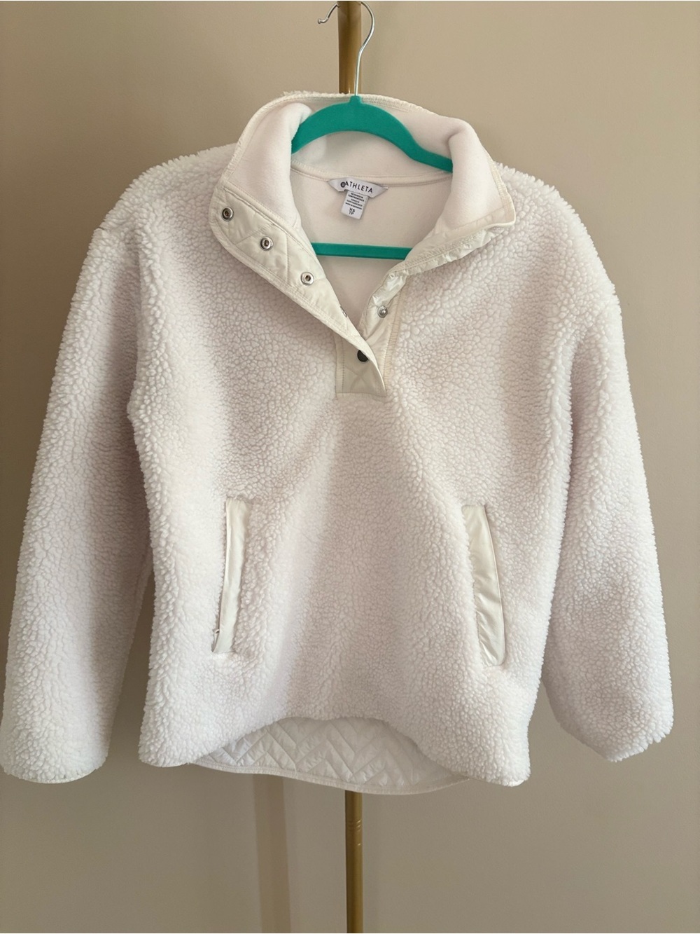 Athleta White Cozy Sherpa Snap Pullover